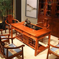 红木家具缅甸花梨茶桌新中式实木茶台大果紫檀泡茶台茶桌椅组合