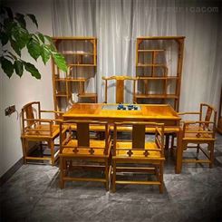 金丝楠木茶桌椅组合实木长方形中式古典现代禅意泡茶台雕简约轻奢