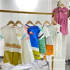 米菲兔 加菲猫品牌童装春夏系列 直播实体服装货源折扣批fa走份