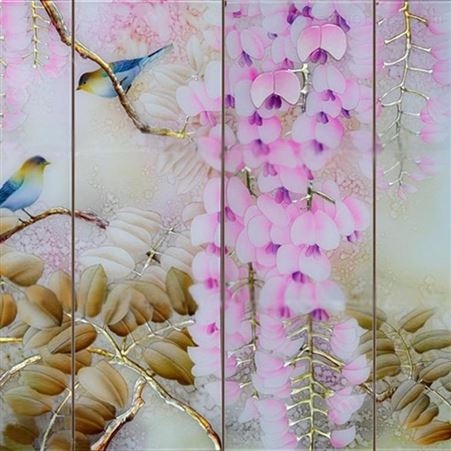 上海玉娇-艺术玻璃 电视背景墙-玻璃屏风壁画