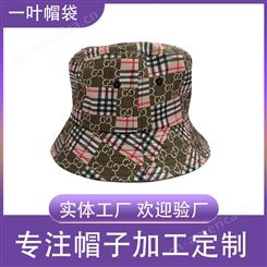 一叶帽袋格子渔夫帽 韩版时尚百搭 可刺绣印logo