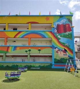 学校外墙壁画制作 手工绘画墙体彩绘设计施工