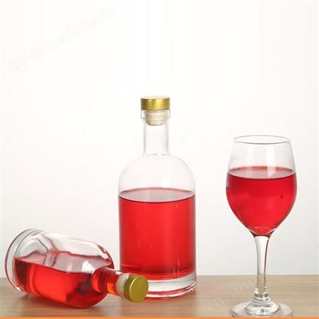 加厚透明果酒瓶 密封经典伏加特小酒瓶 红酒瓶 蒙砂玻璃洋酒瓶
