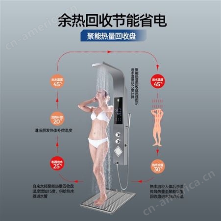 汉逊H02一体式集成淋浴屏即热式电热水器洗澡机智能恒温余热回收