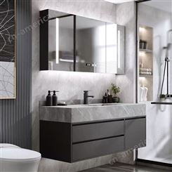 岩板一体盆浴室柜组合现代简约洗手台洗面盆卫生间洗漱台智能镜柜