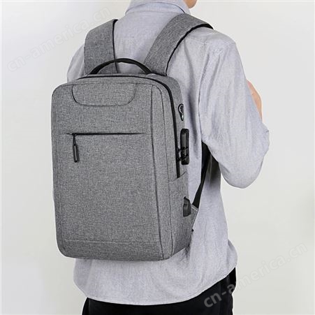 电脑包商务简约旅行双肩包 定制LOGO大容量多功能背包男 时尚书包