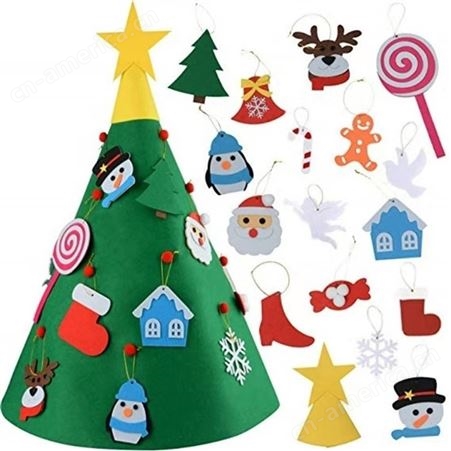 定制毛毡圣诞树diy 彩印背景 儿童益智 节日装饰