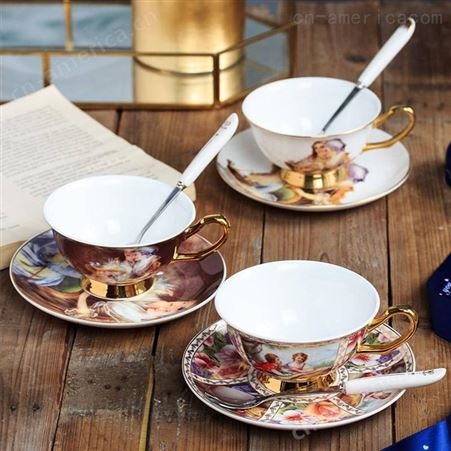 景德镇陶瓷欧式咖啡杯套装 家用下午茶杯田园创意茶具红茶杯碟