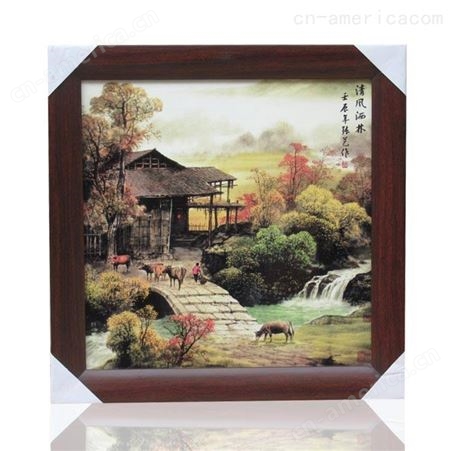 景德镇福字陶瓷瓷板画 客厅书房墙面装饰画 沙发背景画 实木框陶瓷画